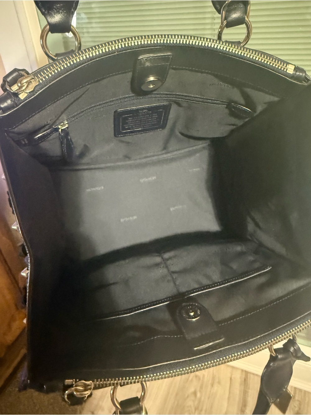 Coach Navy Leather Top-Handle Satchel - Picture 8 of 9